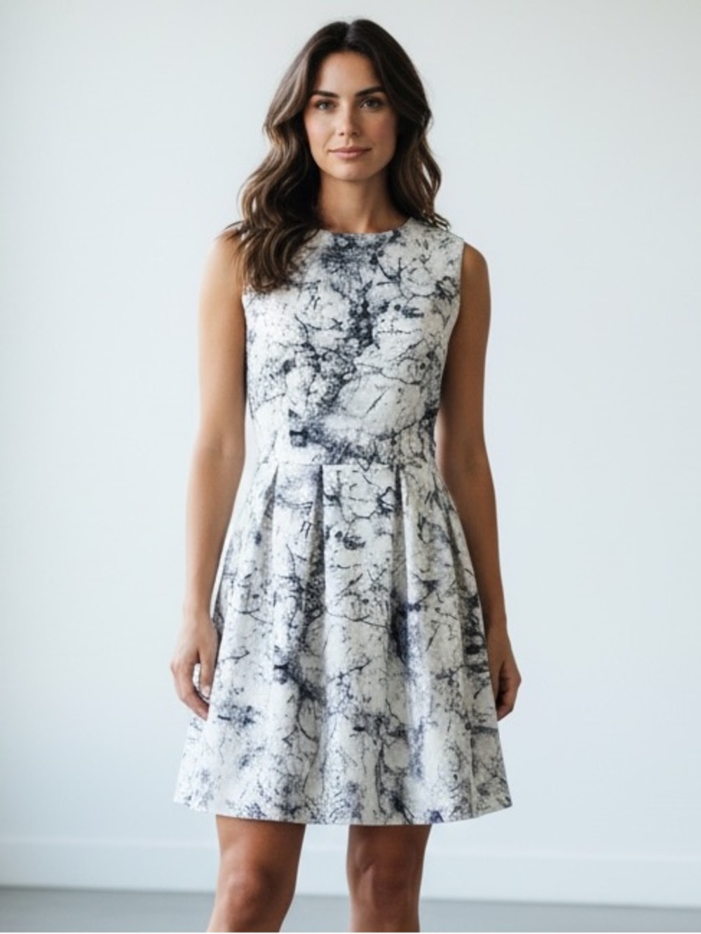 Summer FRNCH DRESS Marble Blue Texture